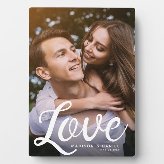 LOVE Moderne kalligrafie Valentijnse foto's Fotoplaat (voorkant)