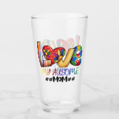 Love Mom Autisme Bewustzijn voor trotse moeders Glas (Voorkant)