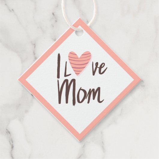 Love Mom Heart - Moederdag Gift Bedankjes Labels (Voorkant)