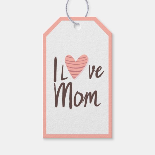 Love Mom Heart - Mother's Day Gift Cadeaulabel (Voorkant)