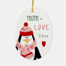 Love MOM Penguin kerstcadeau Keramisch Ornament