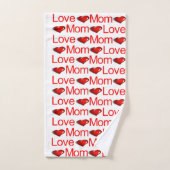 Love Mom Red Hearts Badhanddoeksets Bad Handdoek (Handdoek)