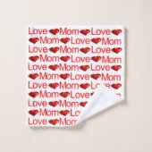 Love Mom Red Hearts Badhanddoeksets Bad Handdoek (Wasdoekje)