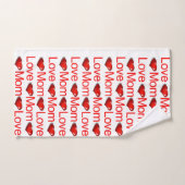 Love Mom Red Hearts Badhanddoeksets Bad Handdoek (Handdoek)