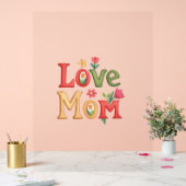 Love Mom Text met Bloemen Acryl Bord (Huwelijk)