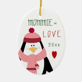 Love MOMMIE Penguin kerstcadeau Keramisch Ornament