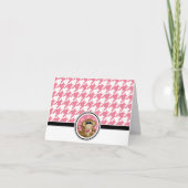 Love Monkey aangepaste Roze Houndstooth Kaarten (Voorkant)