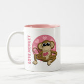 Love Monkey - Cute Monkey met Hearts Mok (Links)