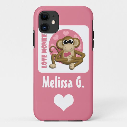 Love Monkey - Cute Personalized Pink iPhone 5 Hoes (Achterkant)