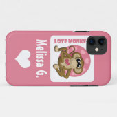 Love Monkey - Cute Personalized Pink iPhone 5 Hoes (Achterkant (horizontaal))