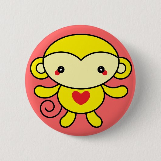 Love Monkey Ronde Button 5,7 Cm (Voorkant)