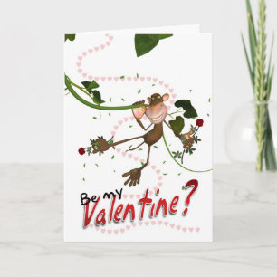 Love Monkey Valentijnsdag Kaart - Wees mijn Valent