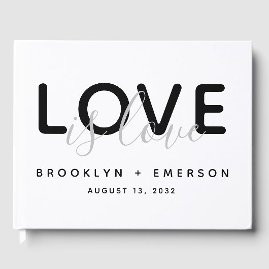 Love Monochrome Gay Wedding Guest Book Gastenboek (Voorkant)