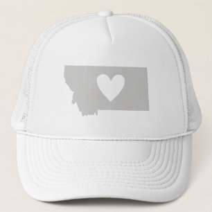 Love Montana Shaped Grey with Heart Cutout Trucker Pet