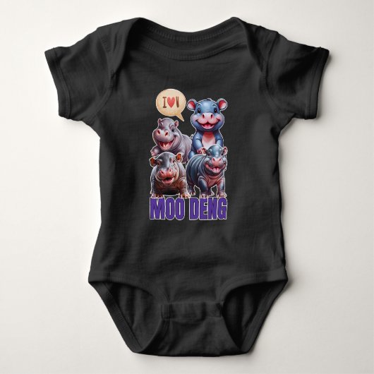 Love moo Deng Thai grappig bekend klein baby nijlp Romper (Voorkant)
