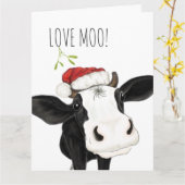 Love Moo Kerstmis Koe Folded Holiday Card Kaart (Gele Bloem)