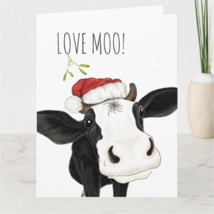 Love Moo Kerstmis Koe Folded Holiday Card Kaart