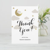 Love Moon and Back Glitter Star Clouds Baby shower Bedankkaart (Staand voorkant)