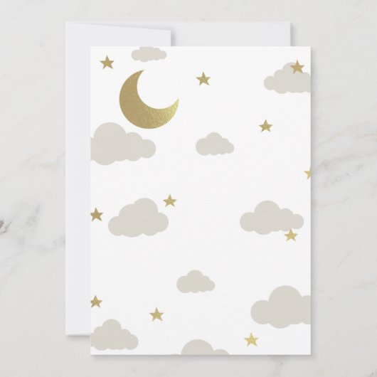 Love Moon and Back Glitter Star Clouds Baby shower Bedankkaart (Achterkant)