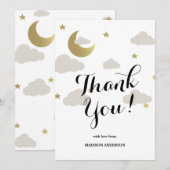 Love Moon and Back Glitter Star Clouds Baby shower Bedankkaart (Voorkant / Achterkant)