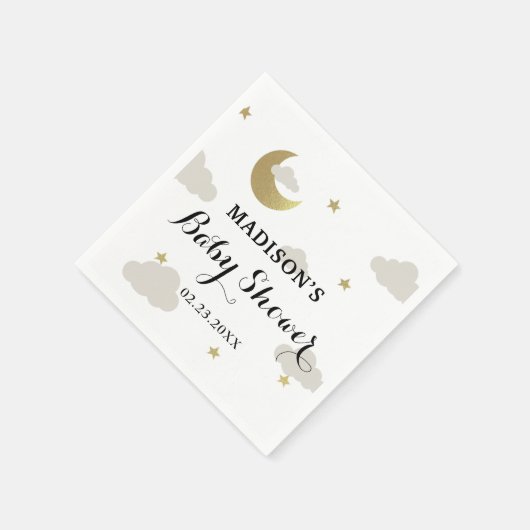 Love Moon and Back Glitter Star Clouds Baby shower Servet (Hoek)