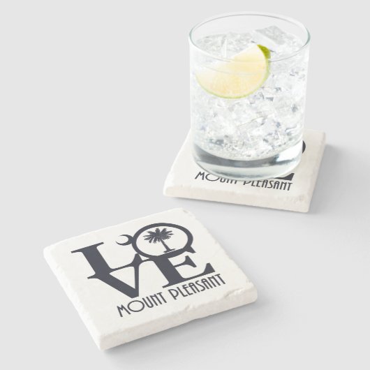 LOVE Mount Pleasant SC Stenen Onderzetter (Zijkant)