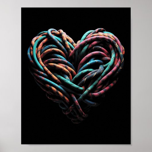 Love Mountain Climbing Rock Climber Heart Poster (Voorkant)