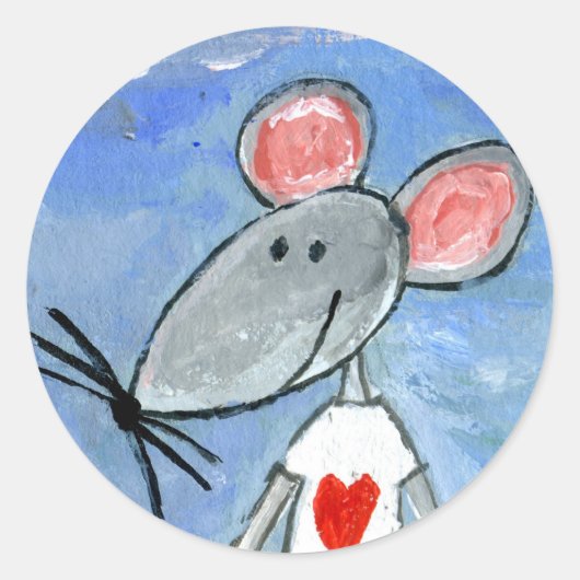Love Mouse Ronde Sticker (Voorkant)