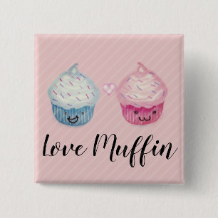 Love-Muffin Cupcakes Vierkante Button 5,1 Cm