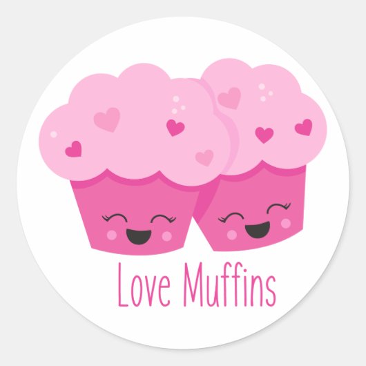 Love Muffins Ronde Sticker (Voorkant)