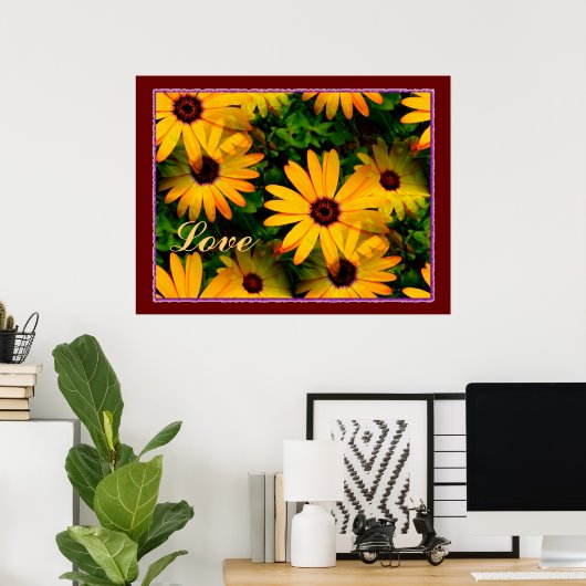 Love Multi Floral Poster (Thuiskantoor)