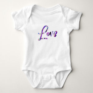 Love multicolor serif font text romper