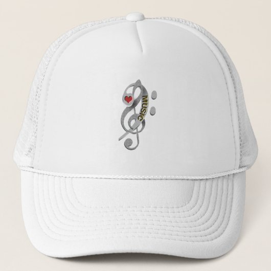 Love Music Clef Sculpture Trucker Pet (Voorkant)