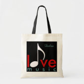 Love Music Persoonlijke-naam Tote Bag (Voorkant)