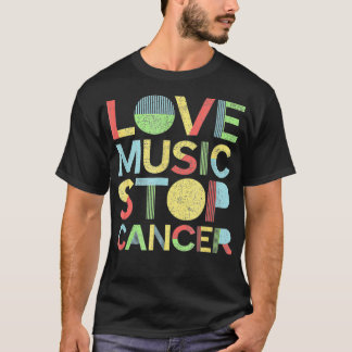 Love Music Stop Cancer St Jude Breast Cancer dad T-shirt