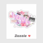 LOVE & MUSIC Y2K Retro Sticker – Pink Pop Vibes (Vel)