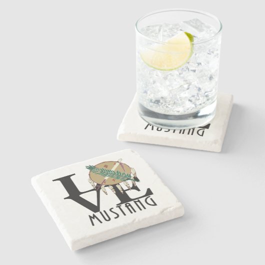 LOVE Mustang Oklahoma Stenen Onderzetter (Zijkant)