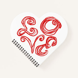 LOVE Muziek Hart Stof Lettertype Rode Letters Notitieboek