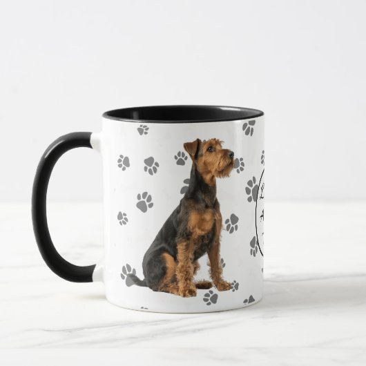 Love My Airedale Terrier Dog Pawprint Mok (Links)