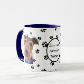 Love My Airedale Terrier Dog Pawprint Mok (Voorkant links)