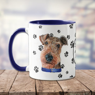 Love My Airedale Terrier Dog Pawprint Mok