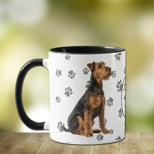 Love My Airedale Terrier Dog Pawprint Mok