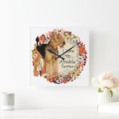 Love My Airedale Vierkante Klok (Huis)