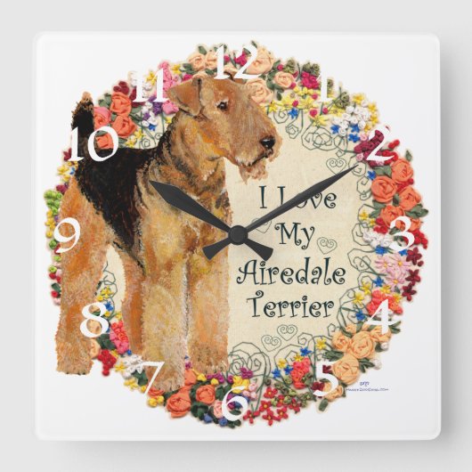 Love My Airedale Vierkante Klok (Voorkant)