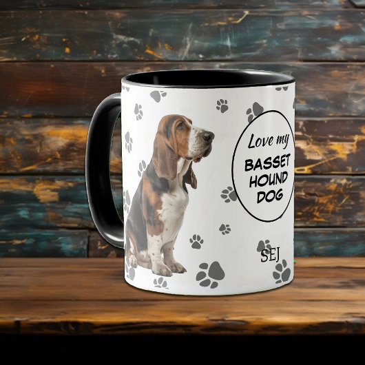 Love My Basset Hound Dog Pawprint Pattern Mok