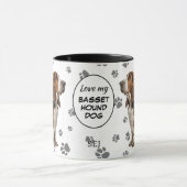 Love My Basset Hound Dog Pawprint Pattern Mok (Midden)