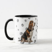 Love My Basset Hound Dog Pawprint Pattern Mok (Links)