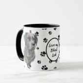 Love My Black Labrador Retriever Dog Pawprint Mok (Voorkant links)
