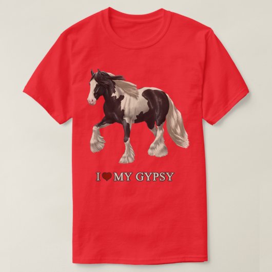 Love My Black Pinto Gypsy Vanner Horse T-shirt (Design voorkant)