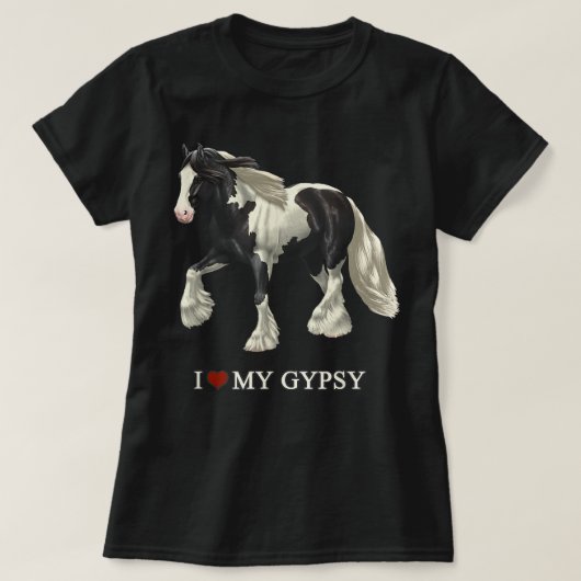 Love My Black Pinto Gypsy Vanner Horse T-shirt (Design voorkant)